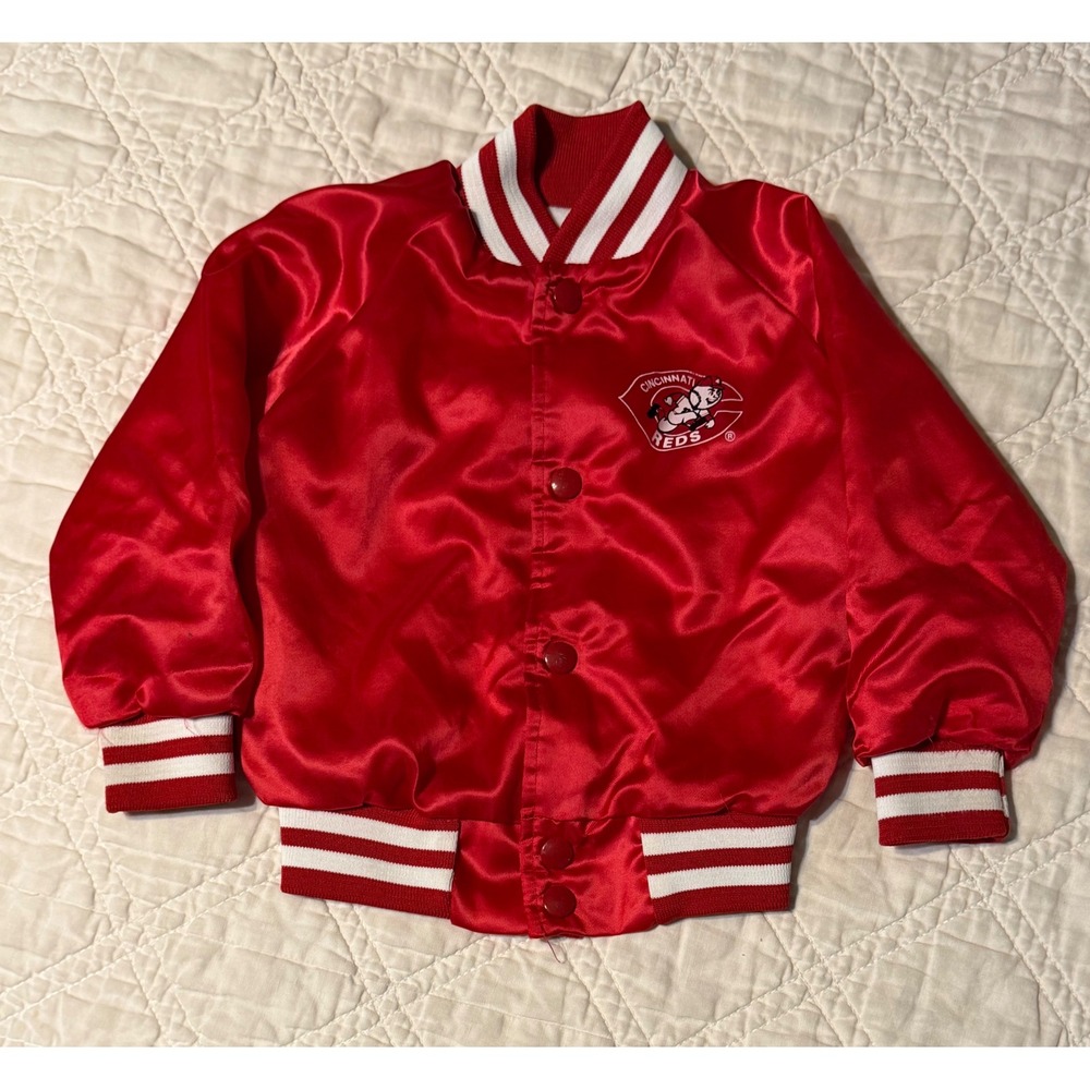 Chalk Line Cincinnati Reds Jacket Kids 3 Red Vintage 1992 Satin Bomber MLB
